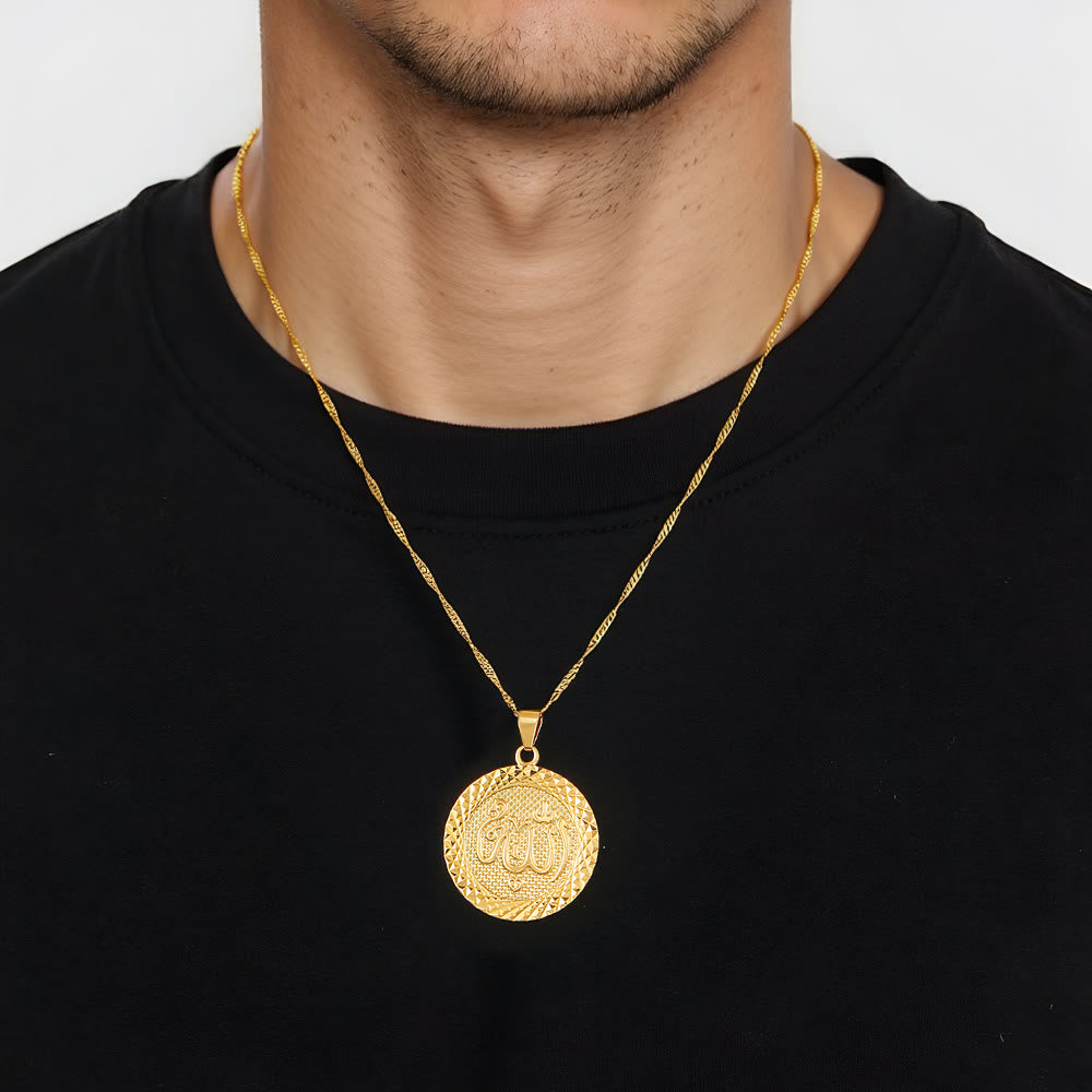 HilalHaven Allah Calligraphy Gold Round Pendant Necklace——Cultural Mindful Jewelry - image 5