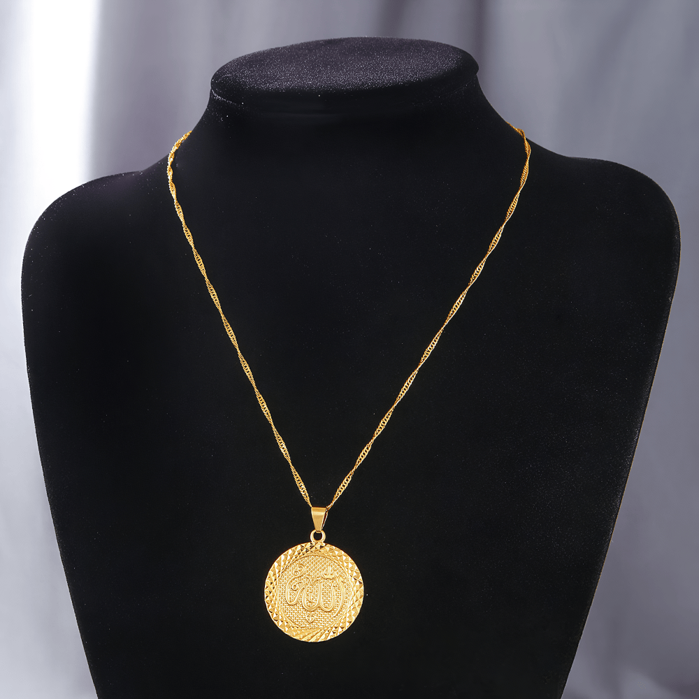 HilalHaven Allah Calligraphy Gold Round Pendant Necklace——Cultural Mindful Jewelry - image 7