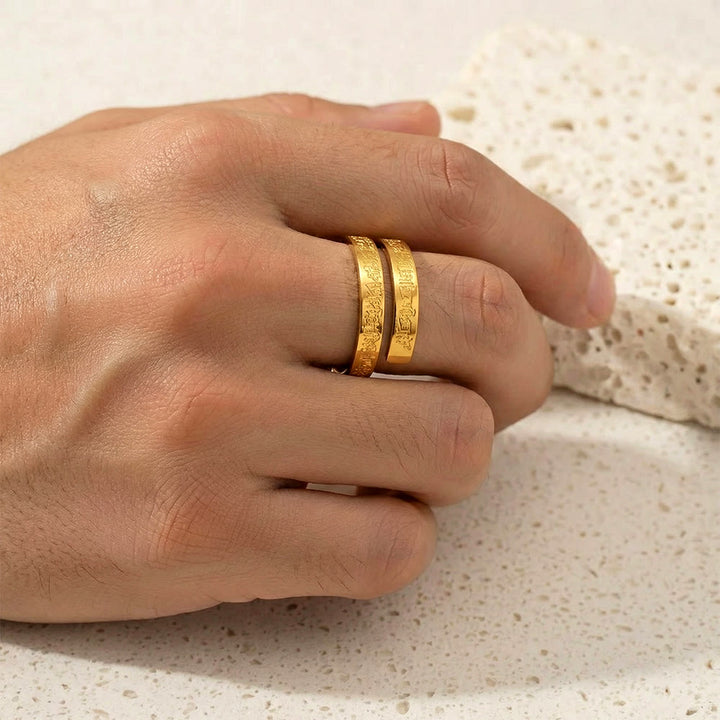 HilalHaven Ayatul Kursi Adjustable Ring —— Stainless Steel Plated Islamic Cultural Mindful Jewelry - image 6