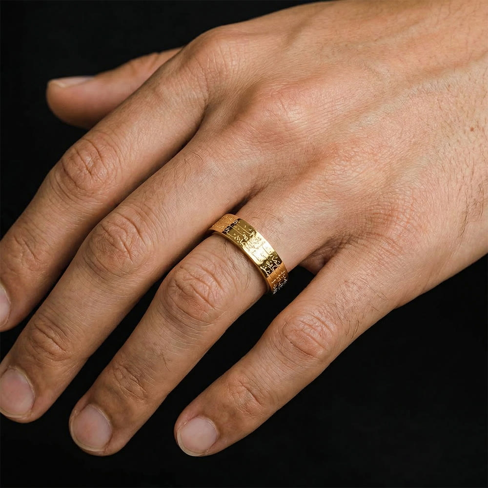 HilalHaven Sacred Arabic Calligraphy Fixed Size Titanium Steel Ring - image 5