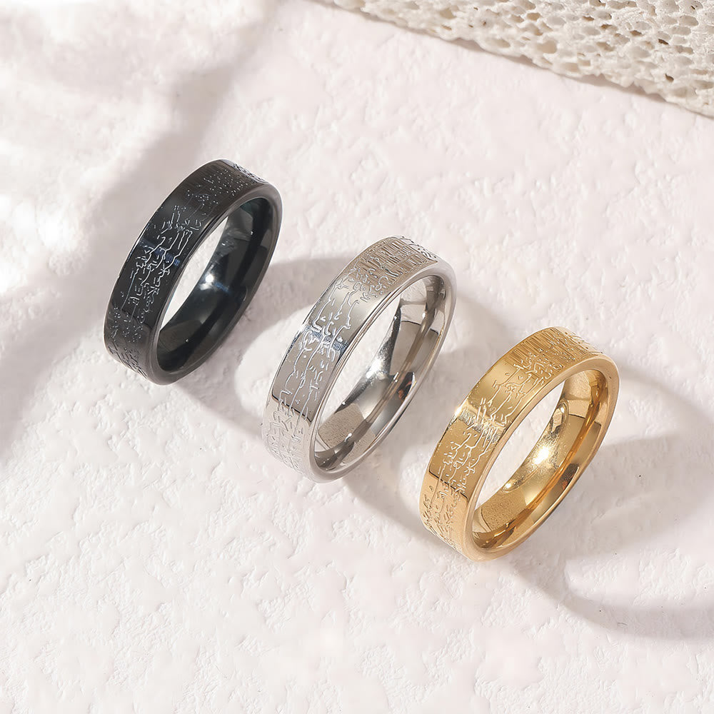 HilalHaven Sacred Arabic Calligraphy Fixed Size Titanium Steel Ring - image 0