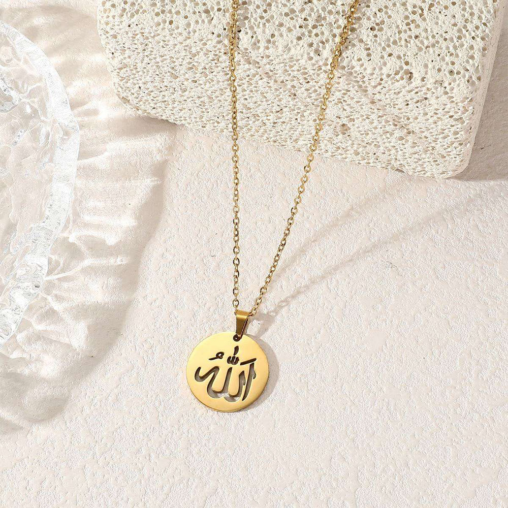 HilalHaven Allah Sacred Arabic Calligraphy Necklace - Golden - image 1