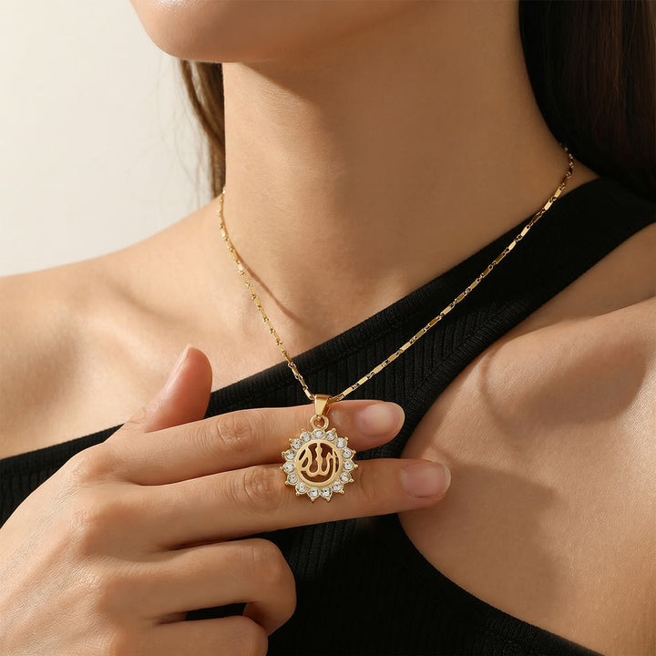 FREE Today: Allah Sacred Arabic Calligraphy Sunburst Pendant Necklace - image 3