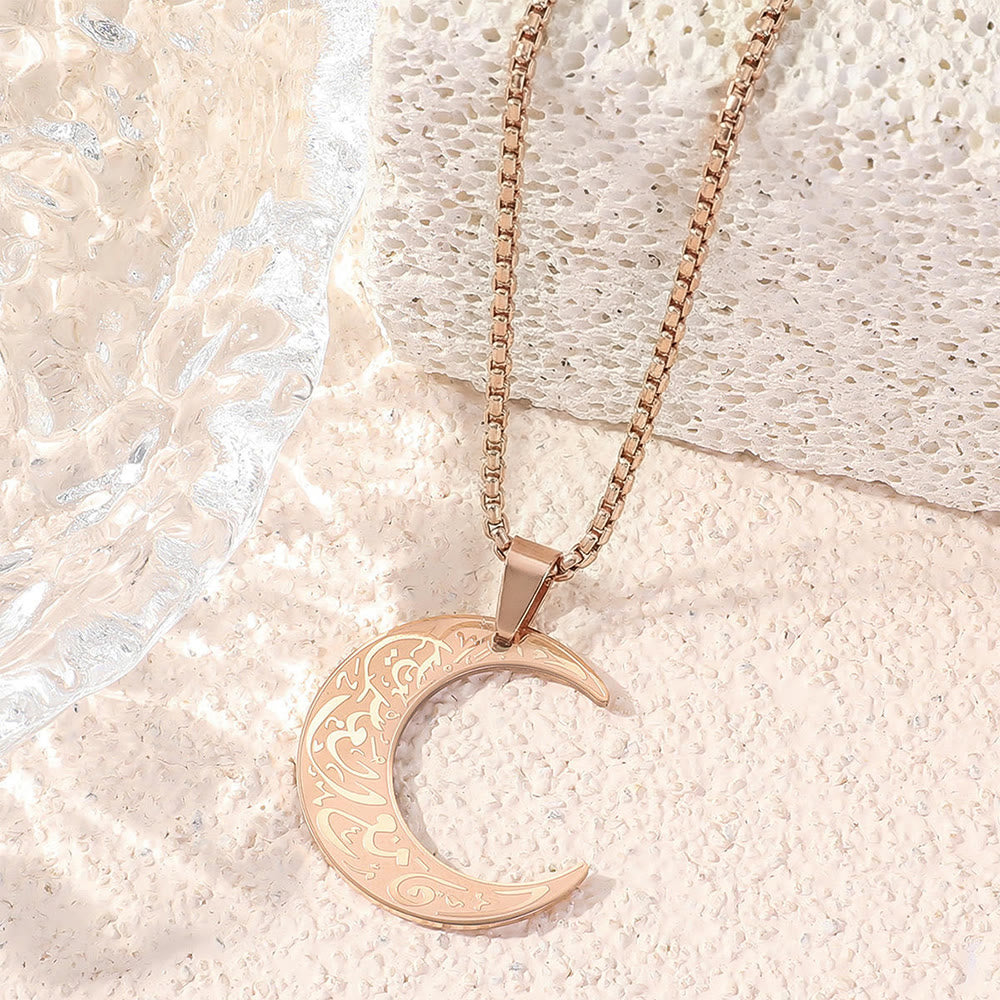 HilalHaven Crescent Moon Sacred Arabic Calligraphy Necklace - Rose Golden - image 1