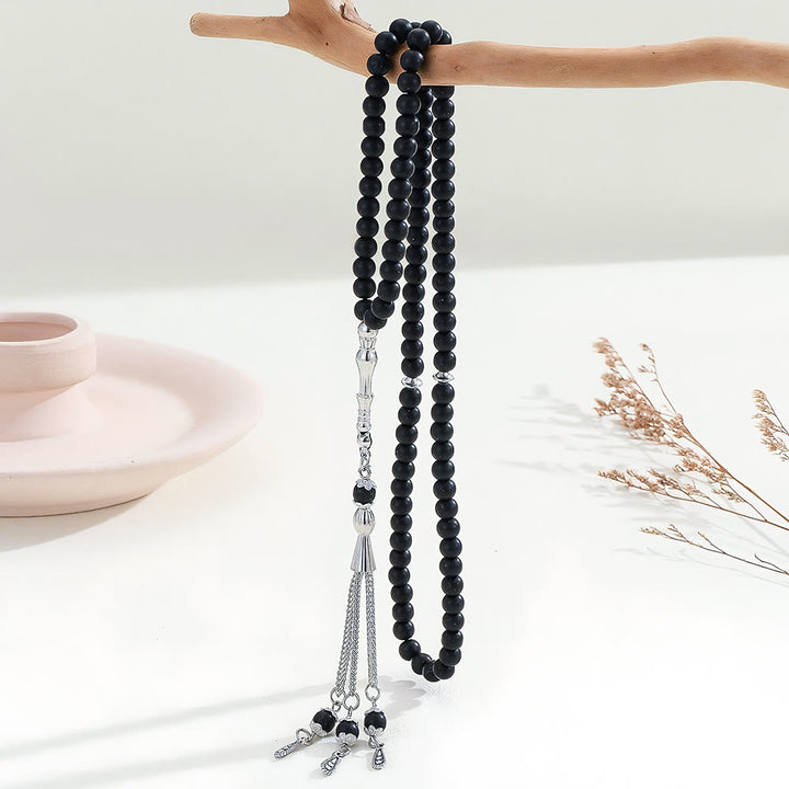 HilalHaven 6mm Round Black Hematite 99 Beads Tasbih — Handcrafted Cultural Prayer Beads - image 2