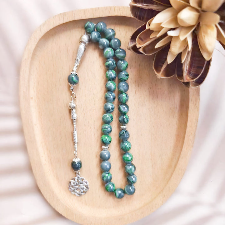 HilalHaven 10mm Round Glass 33 Beads Tasbih — Handcrafted Cultural Prayer Beads with Knot - image 0