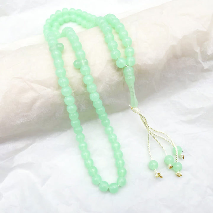 ilalHaven 12mm Round Green Acrylic 33/99 Beads Tasbih — Luminous Glow-in-the-Dark Handcrafted Prayer Beads - 99-Beads Tasbih( Beads Size 8mm) - image 3
