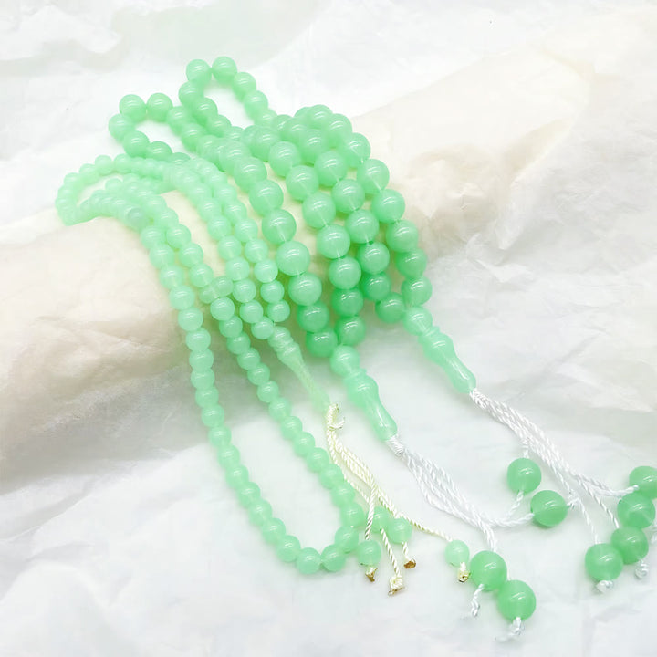 ilalHaven 12mm Round Green Acrylic 33/99 Beads Tasbih — Luminous Glow-in-the-Dark Handcrafted Prayer Beads - image 2