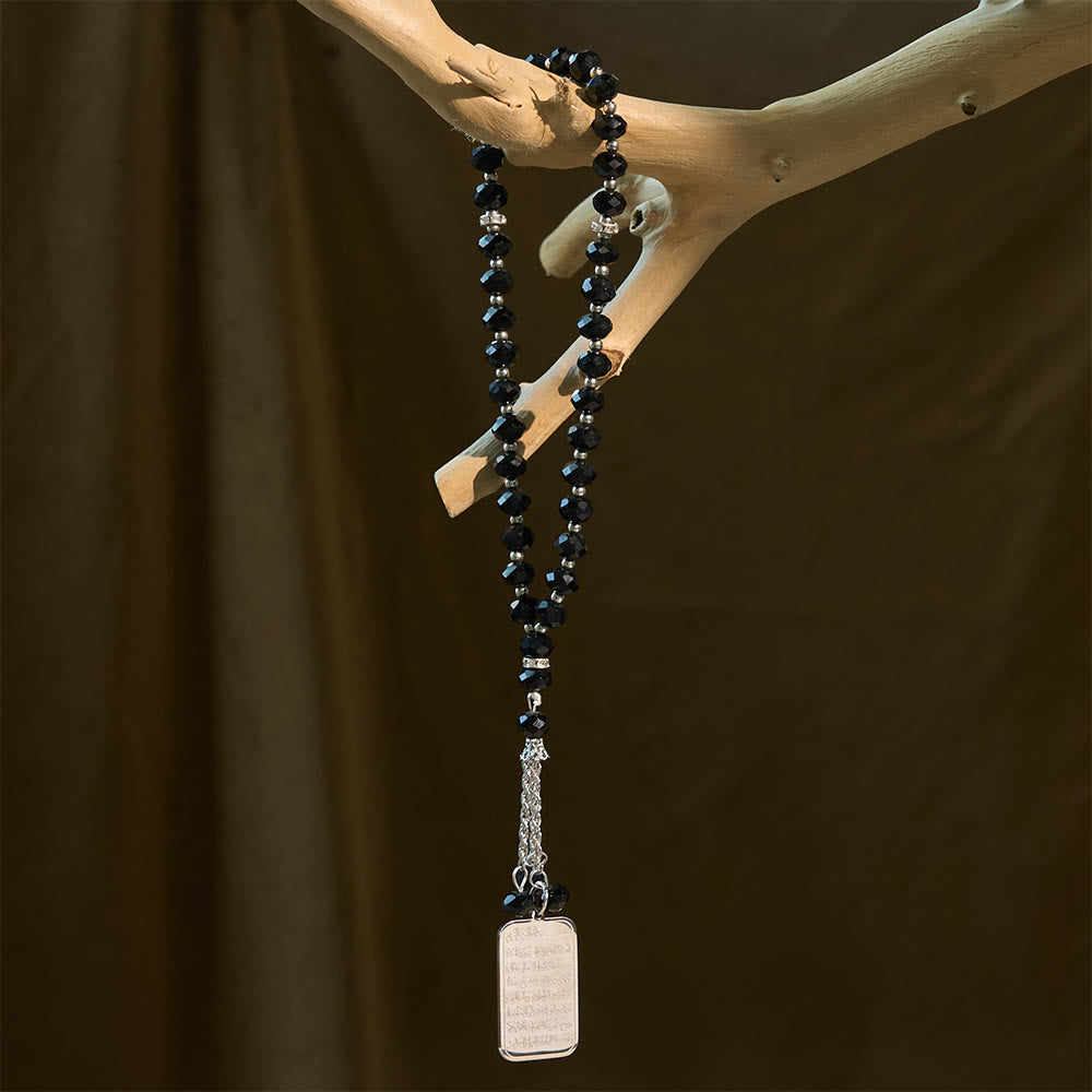 HilalHaven Faceted Glass 33 Beads Tasbih with Stainless Steel Ayatul Kursi Pendant —  Handcrafted Cultural Prayer Beads - image 1