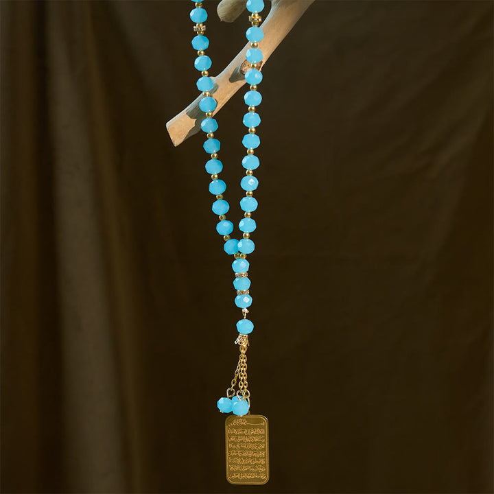 HilalHaven Faceted Glass 33 Beads Tasbih with Stainless Steel Ayatul Kursi Pendant —  Handcrafted Cultural Prayer Beads - image 6