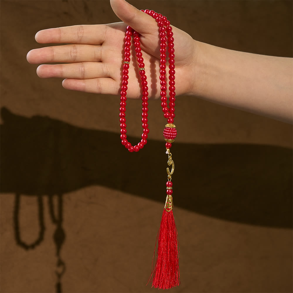 HilalHaven 6mm Round Faux Pearl Glass Tasbih with Tassel — Handcrafted Modern Minimalist Islamic Prayer Beads - image 25