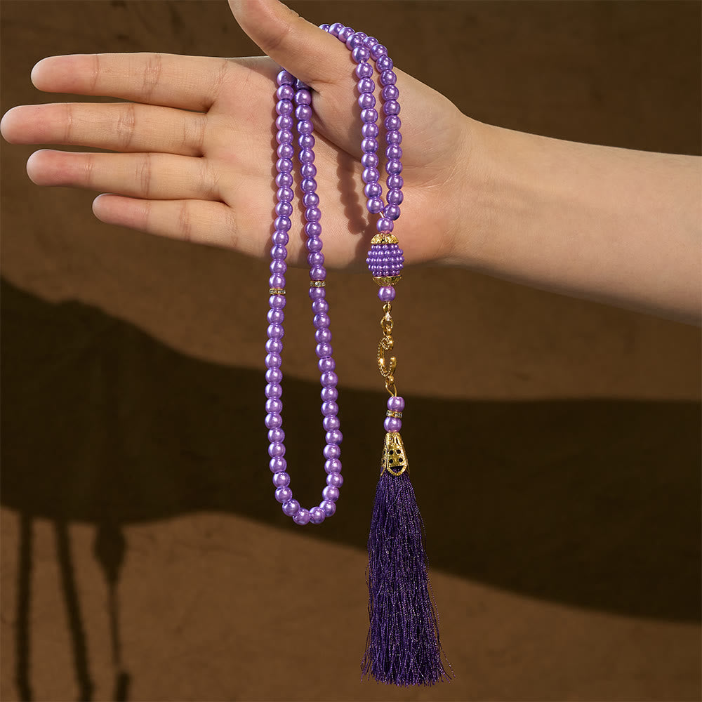 HilalHaven 6mm Round Faux Pearl Glass Tasbih with Tassel — Handcrafted Modern Minimalist Islamic Prayer Beads - image 28