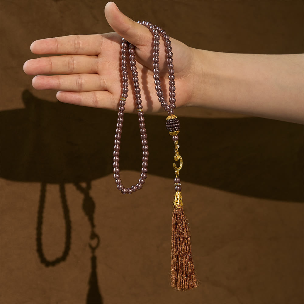 HilalHaven 6mm Round Faux Pearl Glass Tasbih with Tassel — Handcrafted Modern Minimalist Islamic Prayer Beads - image 34