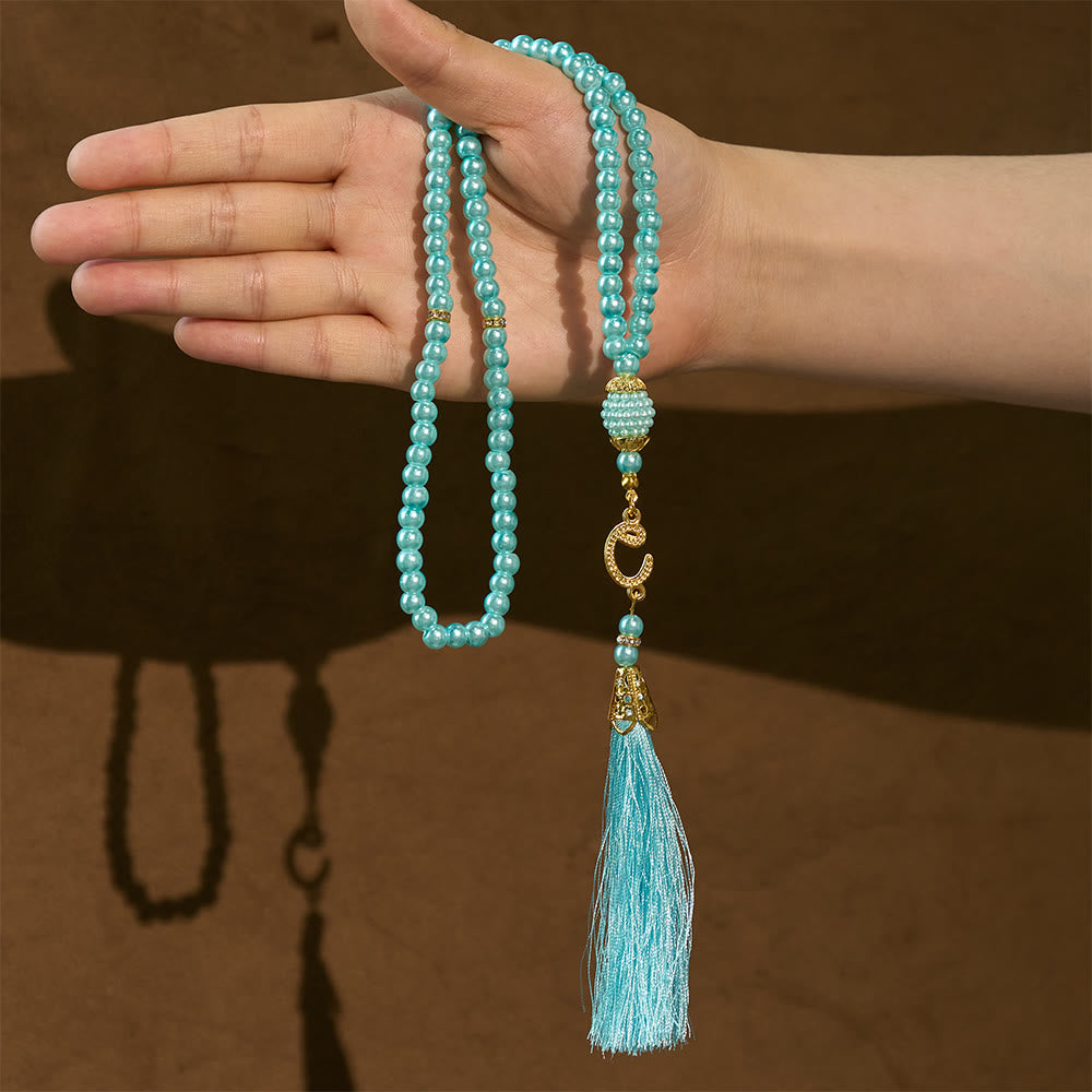 HilalHaven 6mm Round Faux Pearl Glass Tasbih with Tassel — Handcrafted Modern Minimalist Islamic Prayer Beads - image 36