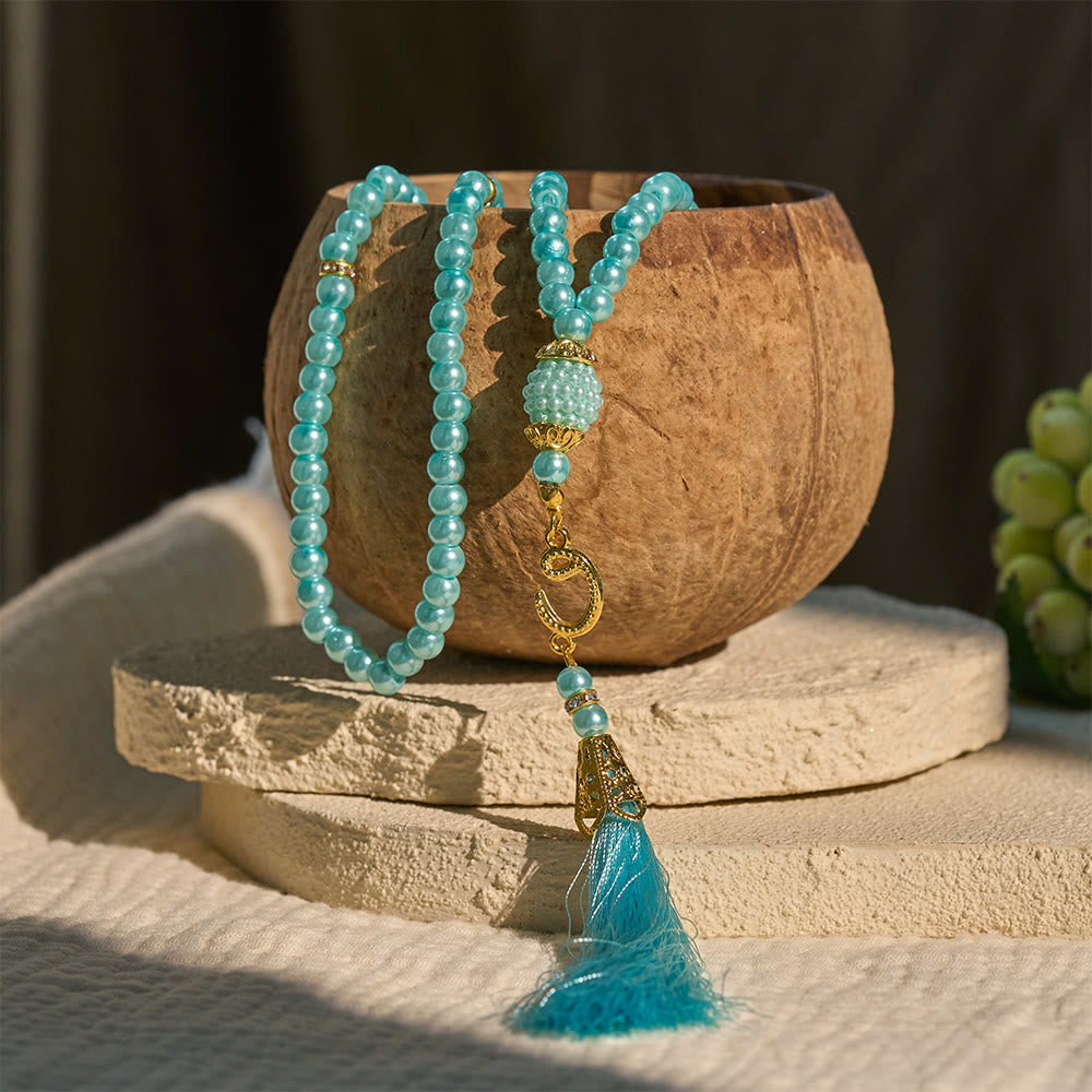 HilalHaven 6mm Round Faux Pearl Glass Tasbih with Tassel — Handcrafted Modern Minimalist Islamic Prayer Beads - image 36