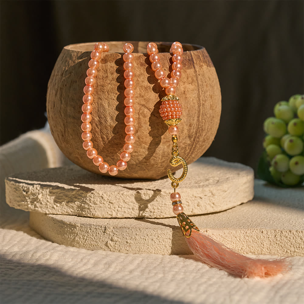 HilalHaven 6mm Round Faux Pearl Glass Tasbih with Tassel — Handcrafted Modern Minimalist Islamic Prayer Beads - image 7