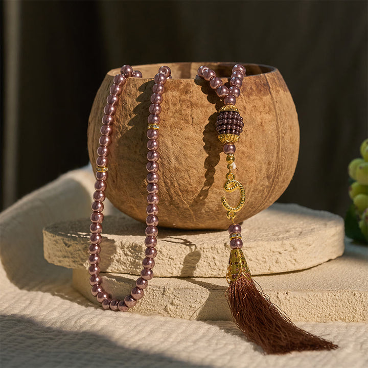 HilalHaven 6mm Round Faux Pearl Glass Tasbih with Tassel — Handcrafted Modern Minimalist Islamic Prayer Beads - image 33