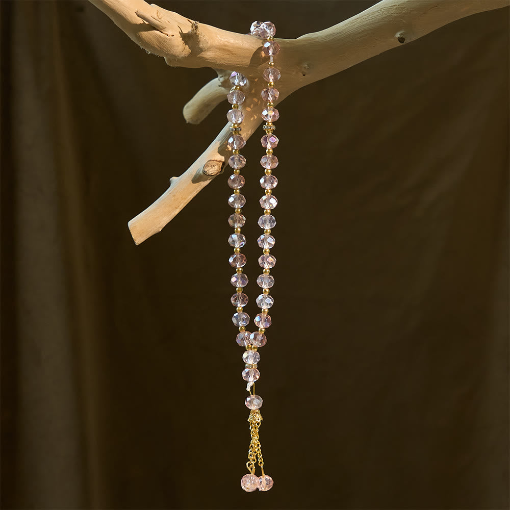 HilalHaven Faceted Crystal Glass 33 Beads Tasbih — Handcrafted Minimalist Islamic Prayer Beads - image 1