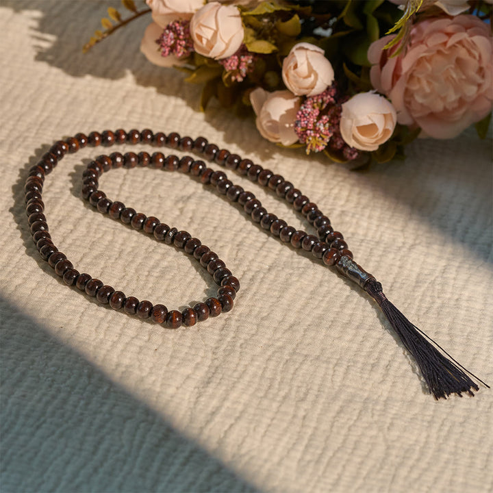 HilalHaven 8mm Round Natural Wood 33 Beads Tasbih — Handcrafted Cultural Prayer Beads with Tassel - 99-Bead Dark Brown - image 11