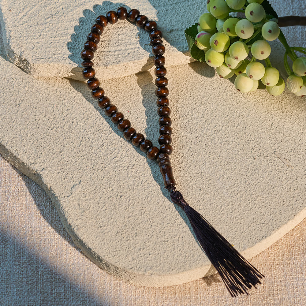 HilalHaven 8mm Round Natural Wood 33 Beads Tasbih — Handcrafted Cultural Prayer Beads with Tassel - image 6