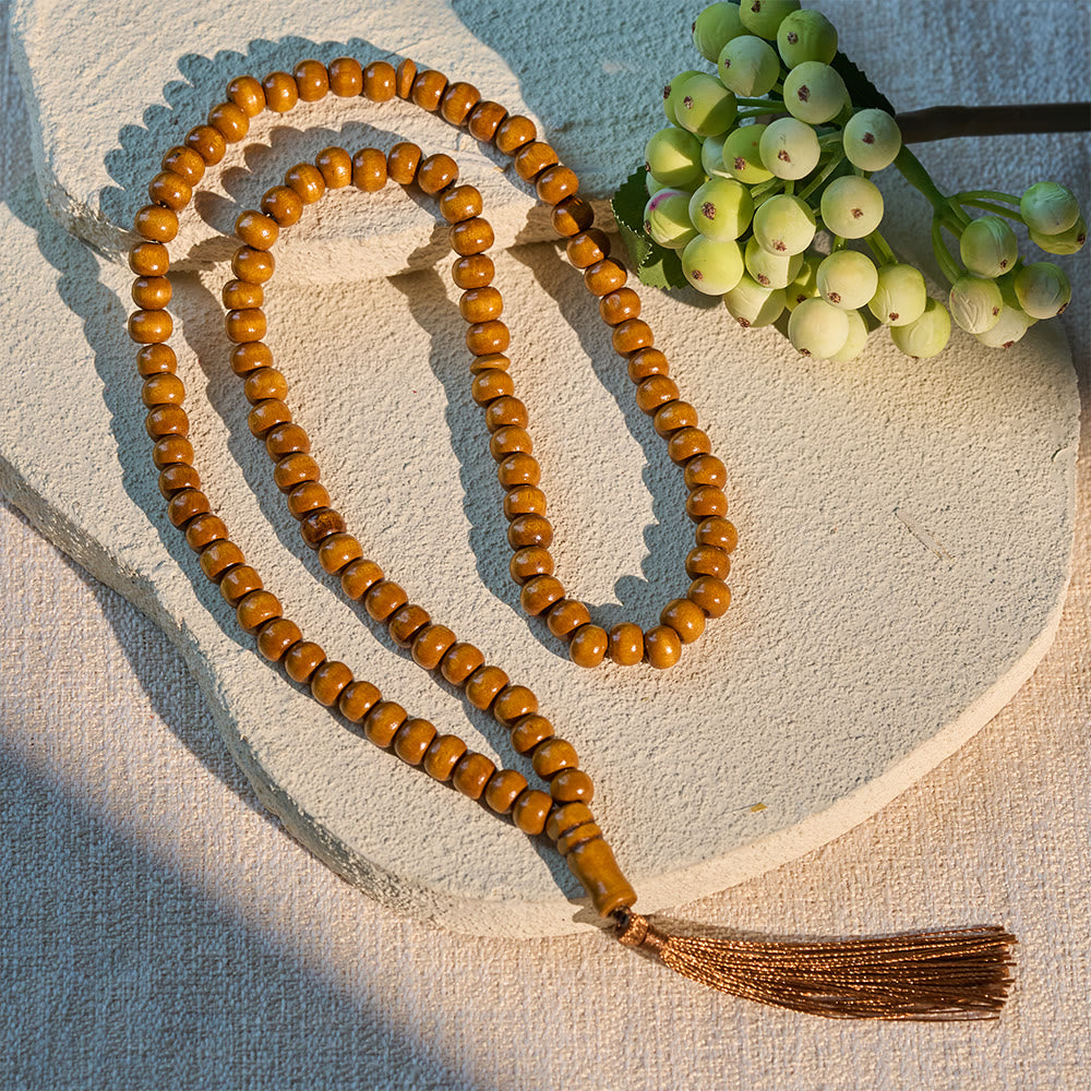 HilalHaven 8mm Round Natural Wood 33 Beads Tasbih — Handcrafted Cultural Prayer Beads with Tassel - image 9