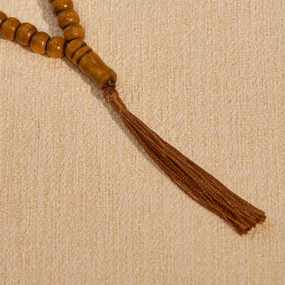 HilalHaven 8mm Round Natural Wood 33 Beads Tasbih — Handcrafted Cultural Prayer Beads with Tassel - image 4