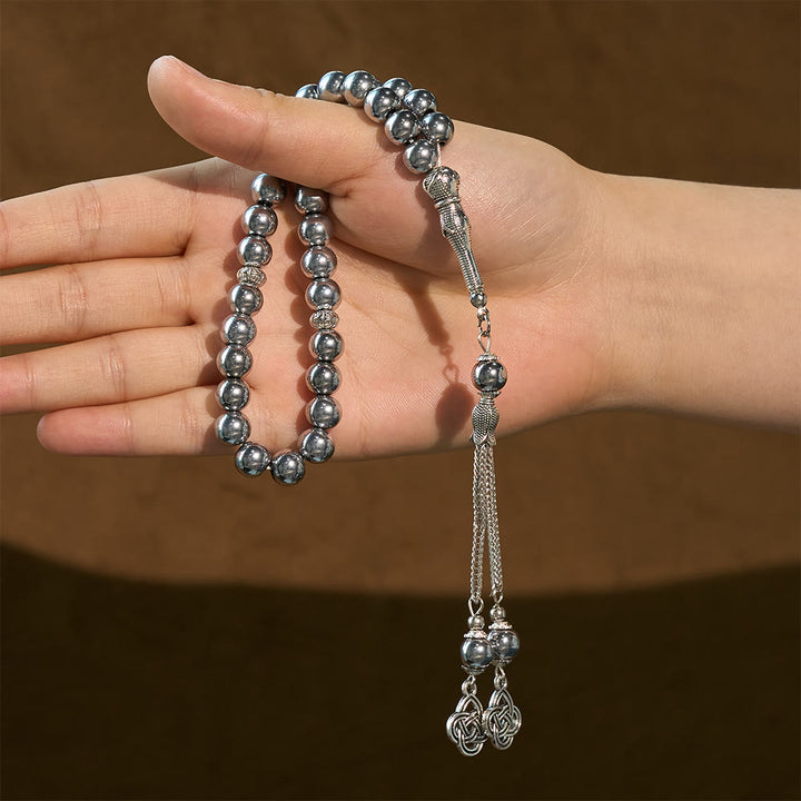 HilalHaven 8mm Round Gold Obsidian 45 Beads Tasbih — Handcrafted Ethnic Cultural Prayer Beads - image 2