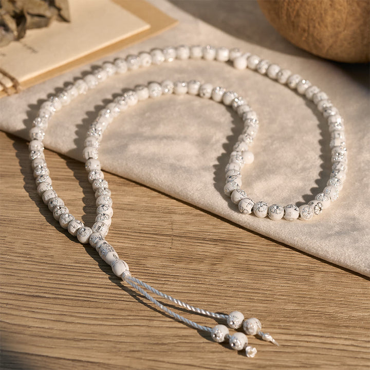 HilalHaven 8mm Round Plum Blossom Acrylic 99 Beads Tasbih — Handcrafted Minimalist Cultural Prayer Beads - White - image 7