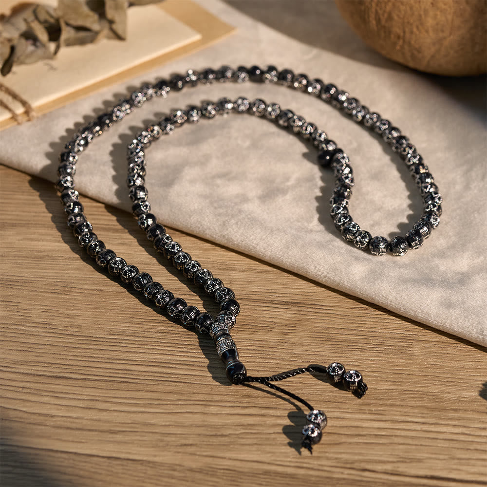 HilalHaven 8mm Round Plum Blossom Acrylic 99 Beads Tasbih — Handcrafted Minimalist Cultural Prayer Beads - Black - image 16