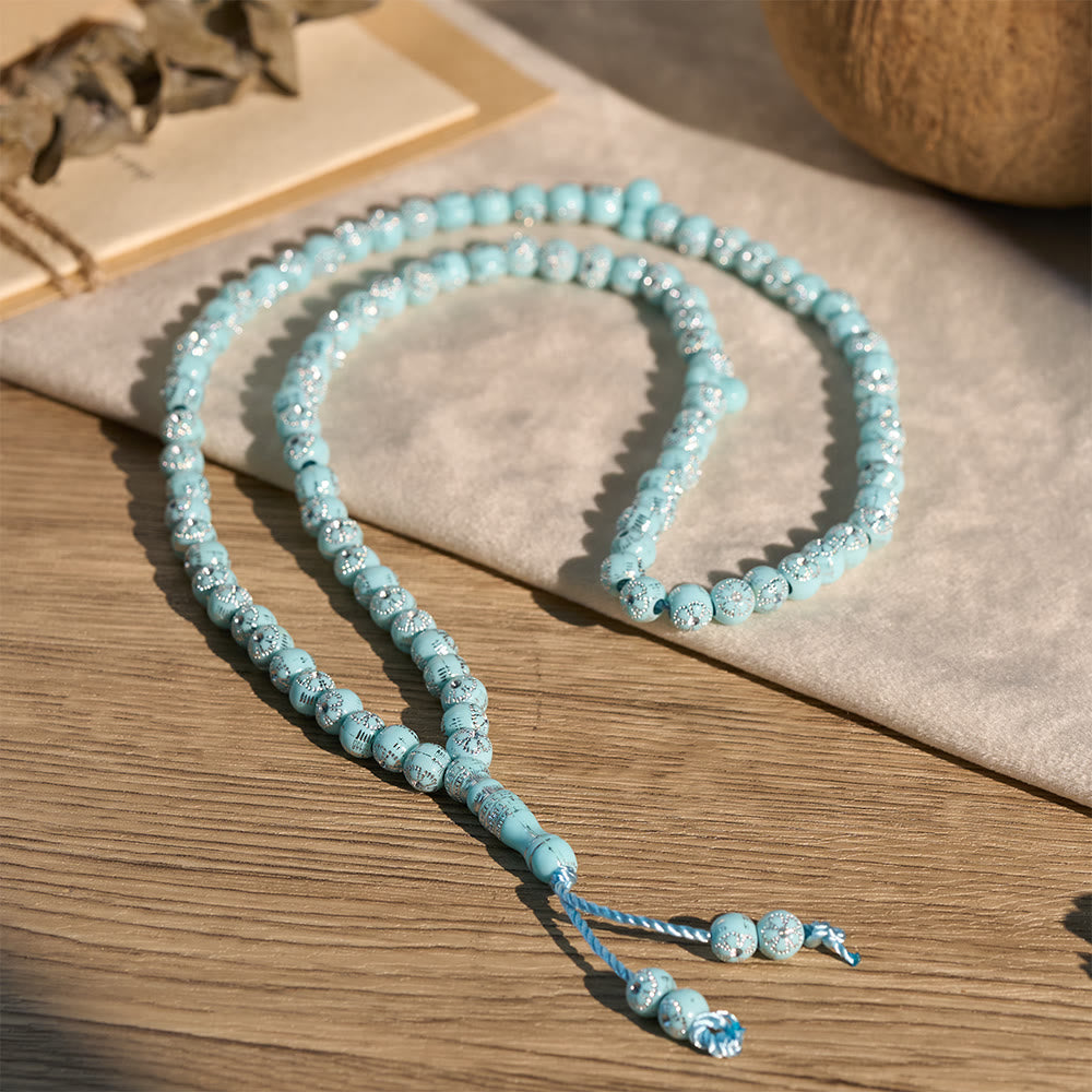 HilalHaven 8mm Round Plum Blossom Acrylic 99 Beads Tasbih — Handcrafted Minimalist Cultural Prayer Beads - Light Blue - image 0