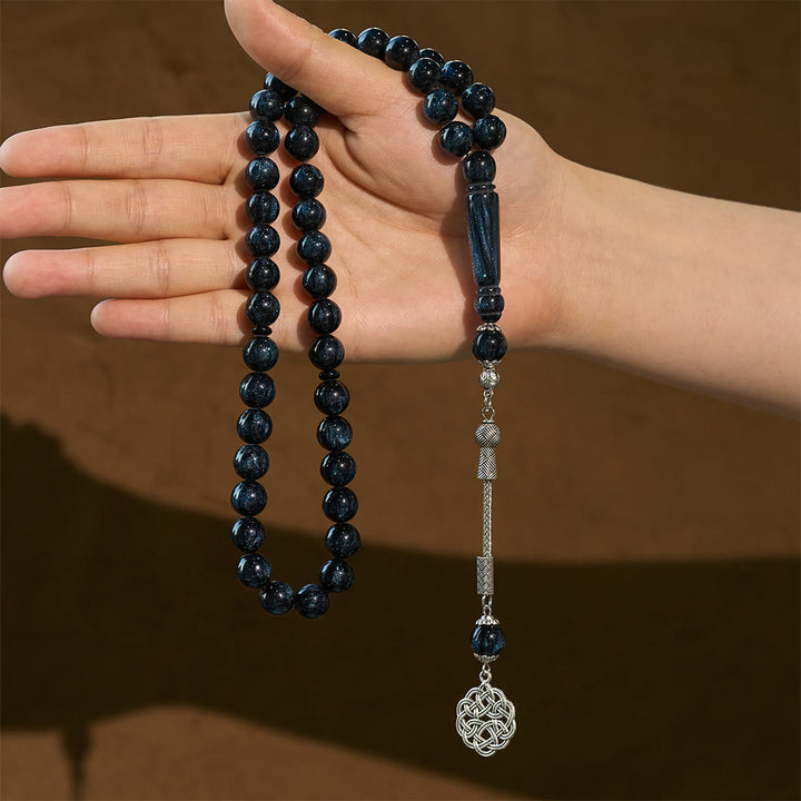 HilalHaven 10mm Round Starry Night Blue Resin 23 Beads Tasbih — Handcrafted Minimalist Cultural Prayer Beads - image 3