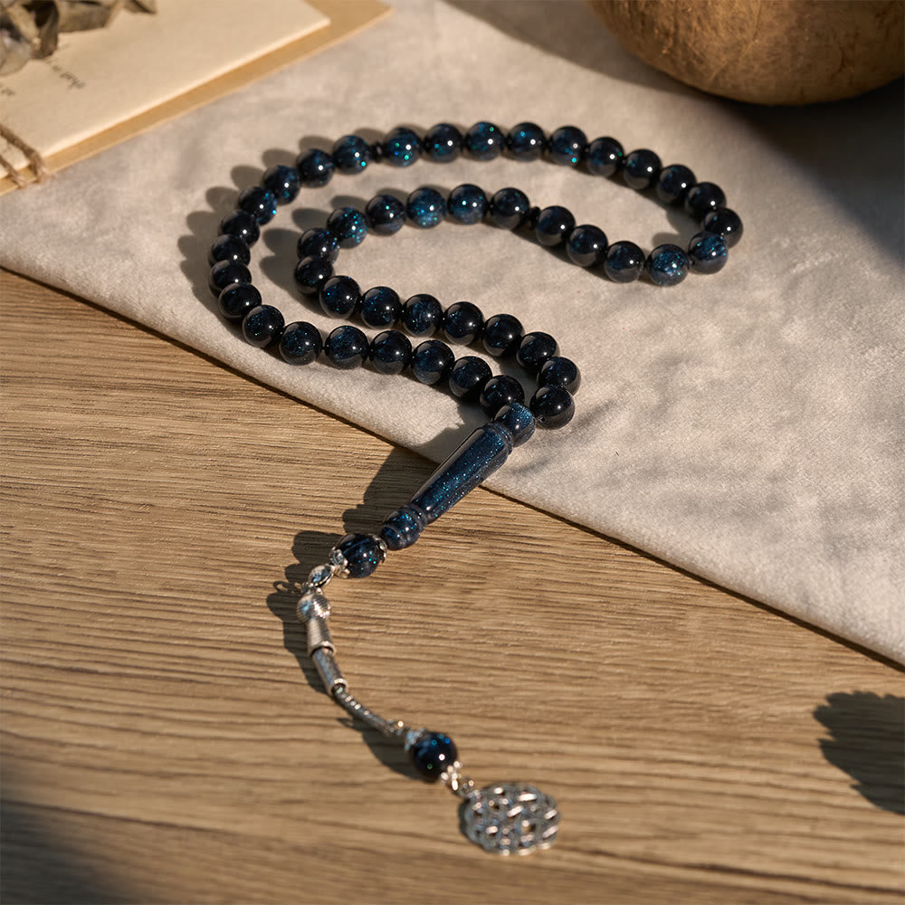 HilalHaven 10mm Round Starry Night Blue Resin 23 Beads Tasbih — Handcrafted Minimalist Cultural Prayer Beads - image 2
