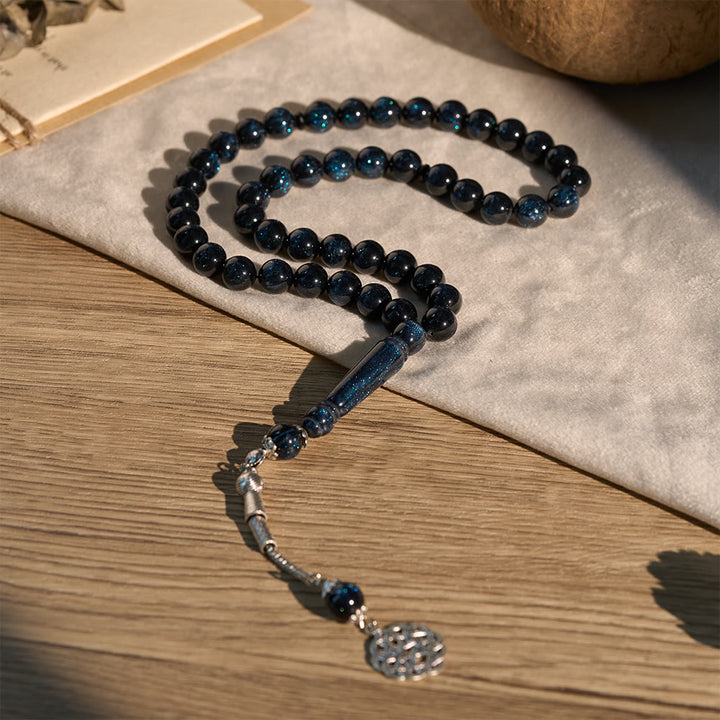 HilalHaven 10mm Round Starry Night Blue Resin 23 Beads Tasbih — Handcrafted Minimalist Cultural Prayer Beads - image 2
