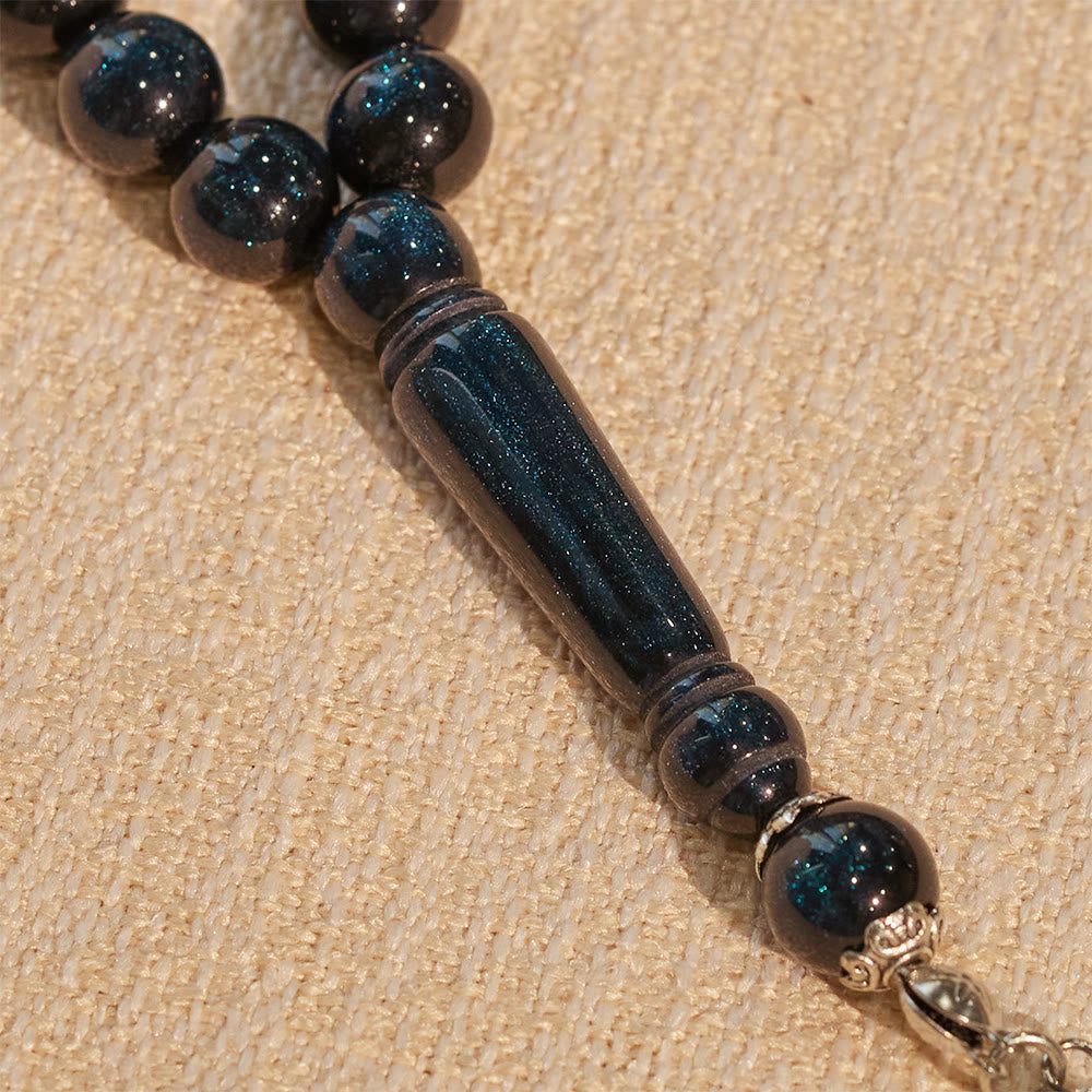 HilalHaven 10mm Round Starry Night Blue Resin 23 Beads Tasbih — Handcrafted Minimalist Cultural Prayer Beads - image 5