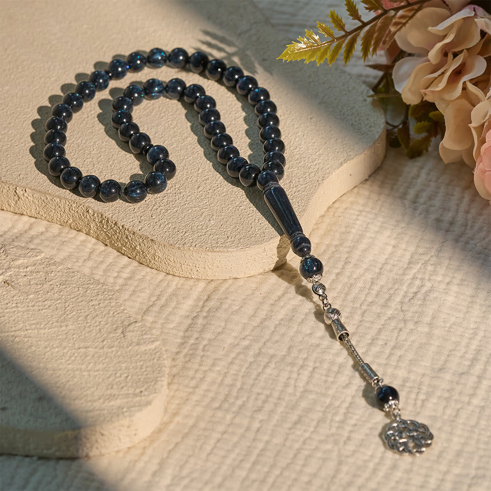 HilalHaven 10mm Round Starry Night Blue Resin 23 Beads Tasbih — Handcrafted Minimalist Cultural Prayer Beads - image 1