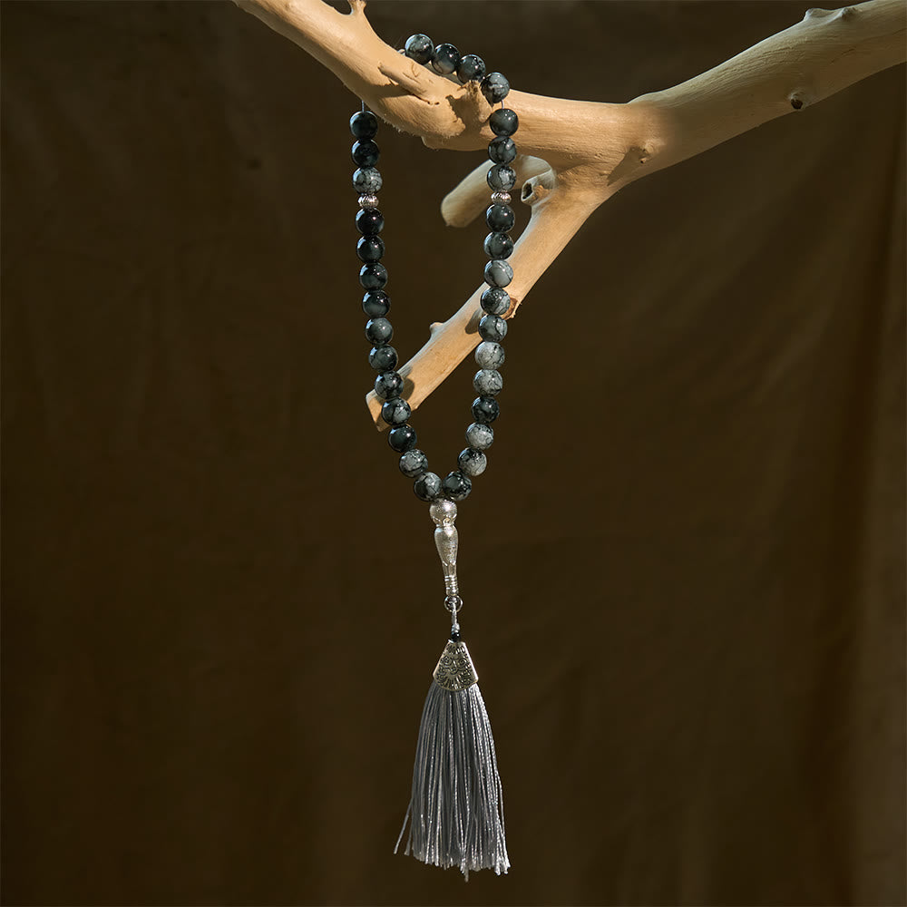 HilalHaven 10mm Round Glass 33 Beads Tasbih — Handcrafted Casted Cultural Prayer Beads with Tassel - image 1