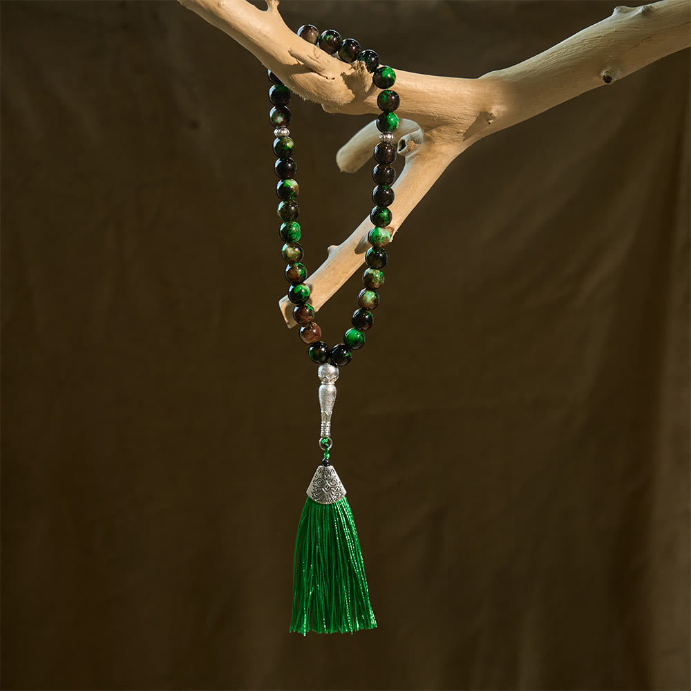 HilalHaven 10mm Round Glass 33 Beads Tasbih — Handcrafted Casted Cultural Prayer Beads with Tassel - image 11