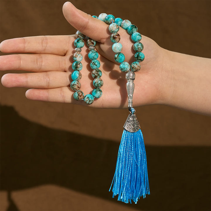 HilalHaven 10mm Round Glass 33 Beads Tasbih — Handcrafted Casted Cultural Prayer Beads with Tassel - image 17