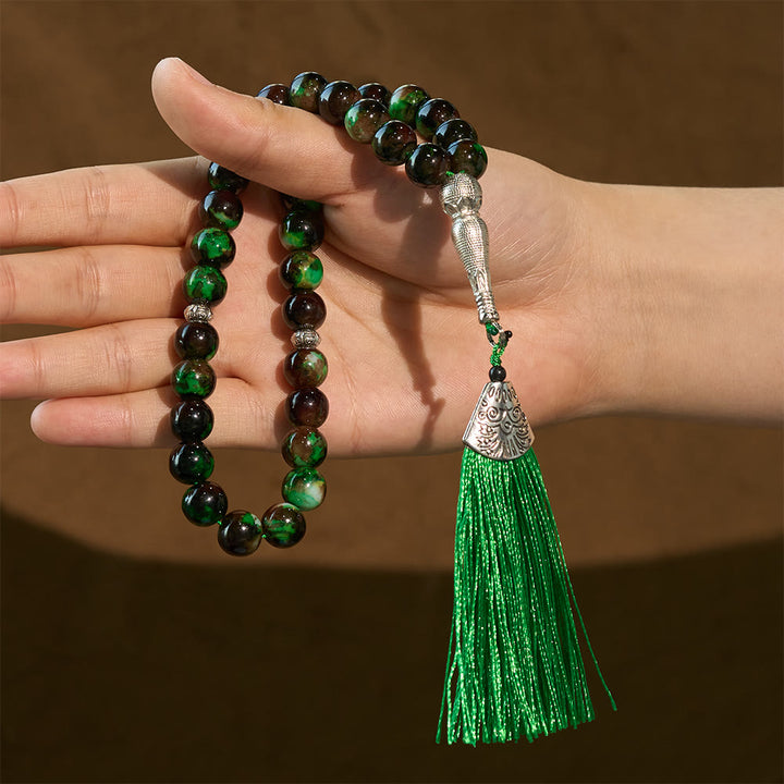 HilalHaven 10mm Round Glass 33 Beads Tasbih — Handcrafted Casted Cultural Prayer Beads with Tassel - image 10