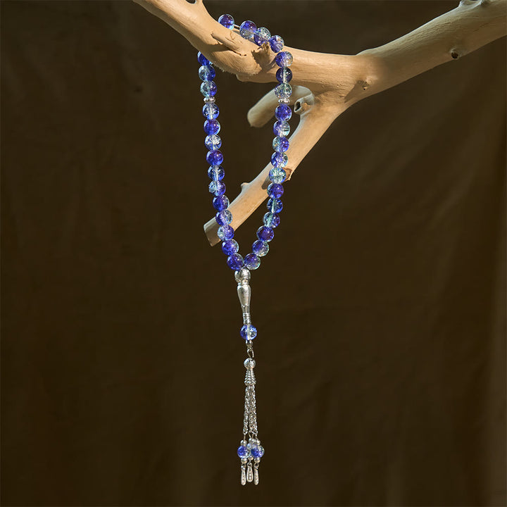 HilalHaven 10mm Round Crackle Glass 33 Beads Tasbih — Handcrafted Casted Modern Minimalist Cultural Prayer Beads - image 1