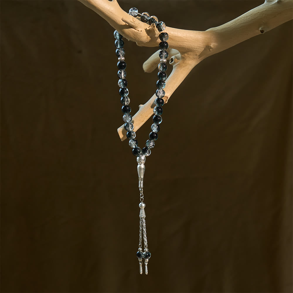 HilalHaven 10mm Round Crackle Glass 33 Beads Tasbih — Handcrafted Casted Modern Minimalist Cultural Prayer Beads - image 7
