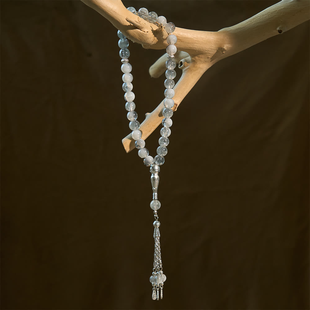 HilalHaven 10mm Round Crackle Glass 33 Beads Tasbih — Handcrafted Casted Modern Minimalist Cultural Prayer Beads - image 10