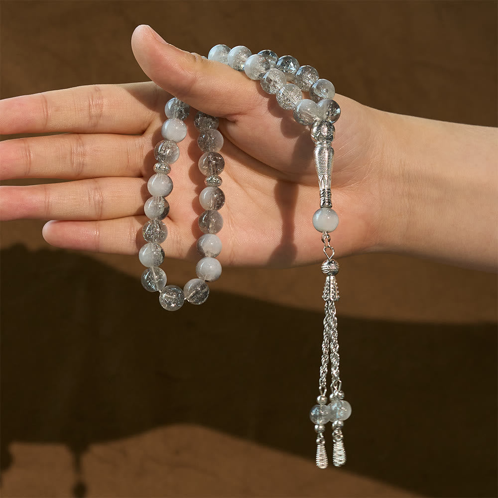 HilalHaven 10mm Round Crackle Glass 33 Beads Tasbih — Handcrafted Casted Modern Minimalist Cultural Prayer Beads - image 11
