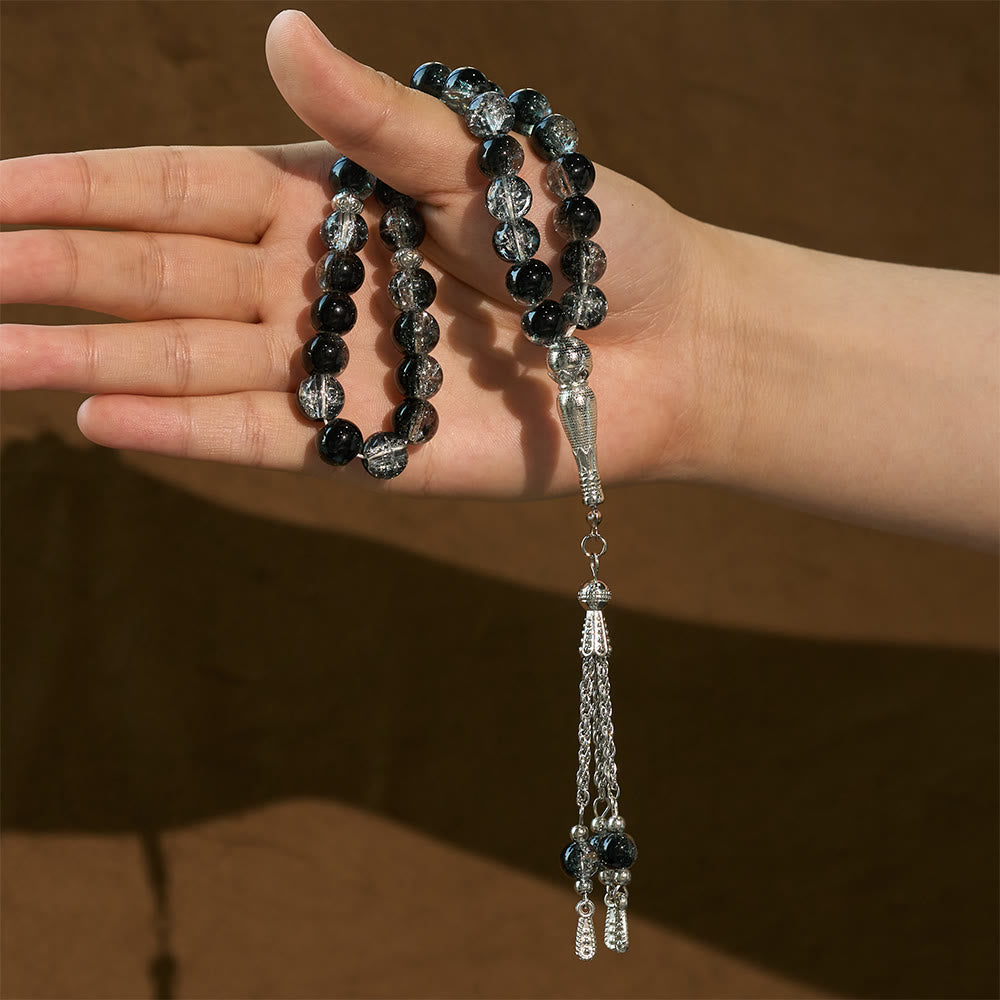 HilalHaven 10mm Round Crackle Glass 33 Beads Tasbih — Handcrafted Casted Modern Minimalist Cultural Prayer Beads - image 8
