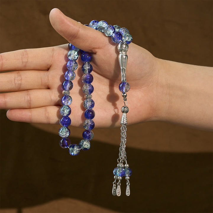 HilalHaven 10mm Round Crackle Glass 33 Beads Tasbih — Handcrafted Casted Modern Minimalist Cultural Prayer Beads - image 2