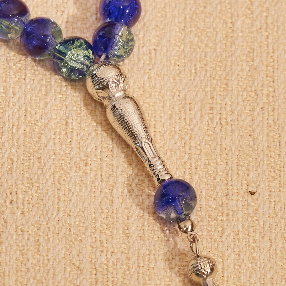 HilalHaven 10mm Round Crackle Glass 33 Beads Tasbih — Handcrafted Casted Modern Minimalist Cultural Prayer Beads - image 4