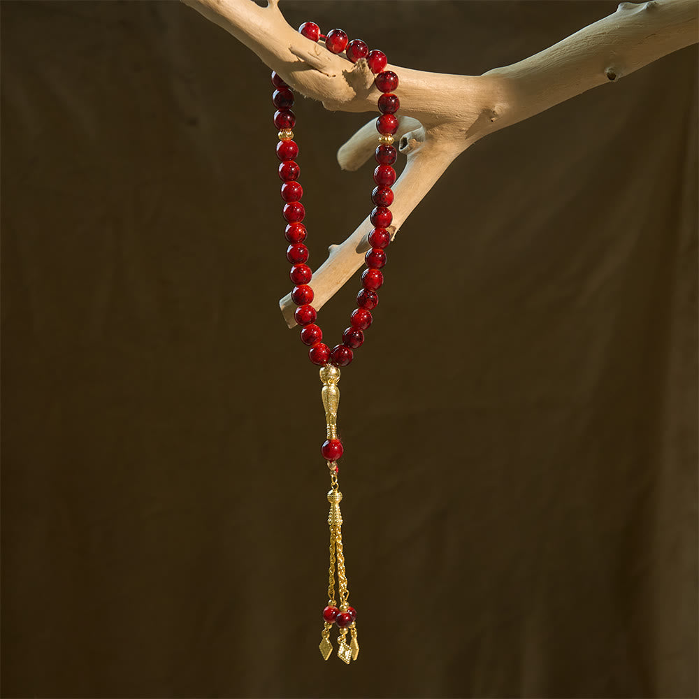 HilalHaven 10mm Round Speckled Glass 33 Beads Tasbih — Handcrafted Vintage Cultural Prayer Beads - image 11