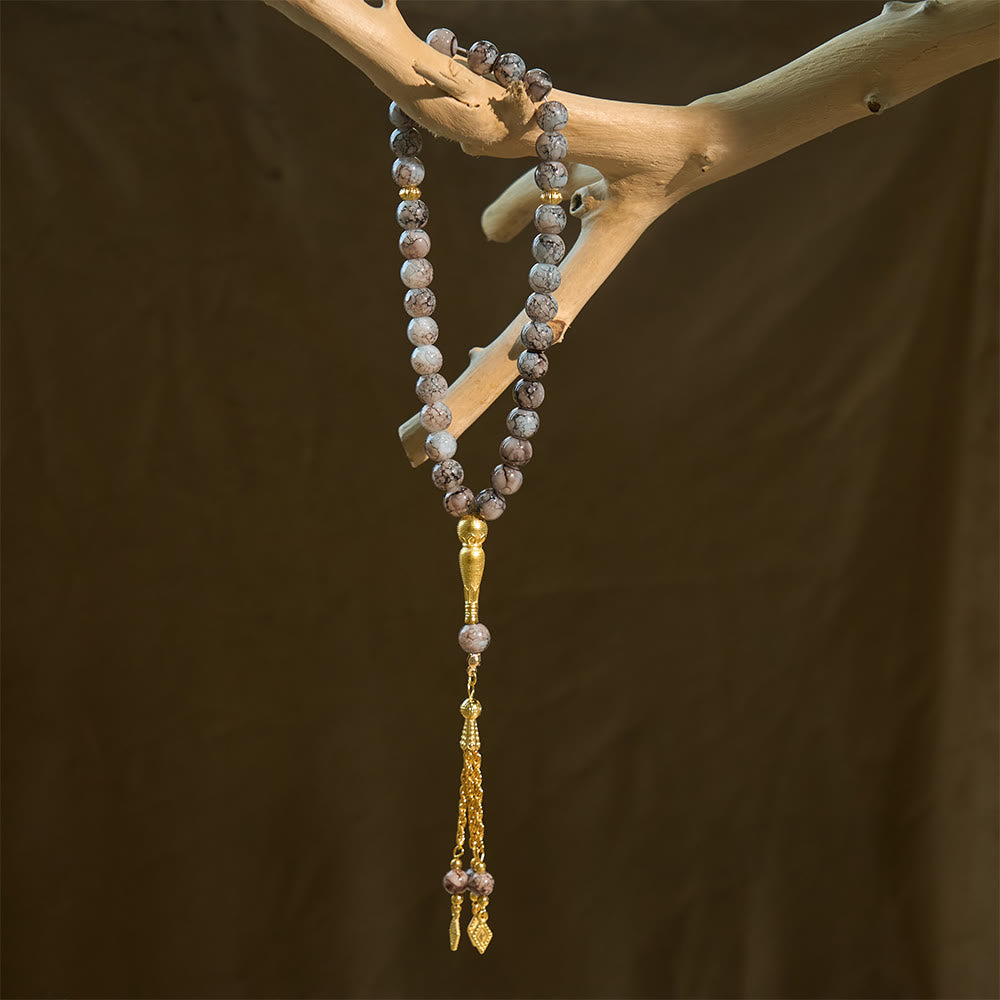 HilalHaven 10mm Round Speckled Glass 33 Beads Tasbih — Handcrafted Vintage Cultural Prayer Beads - image 14