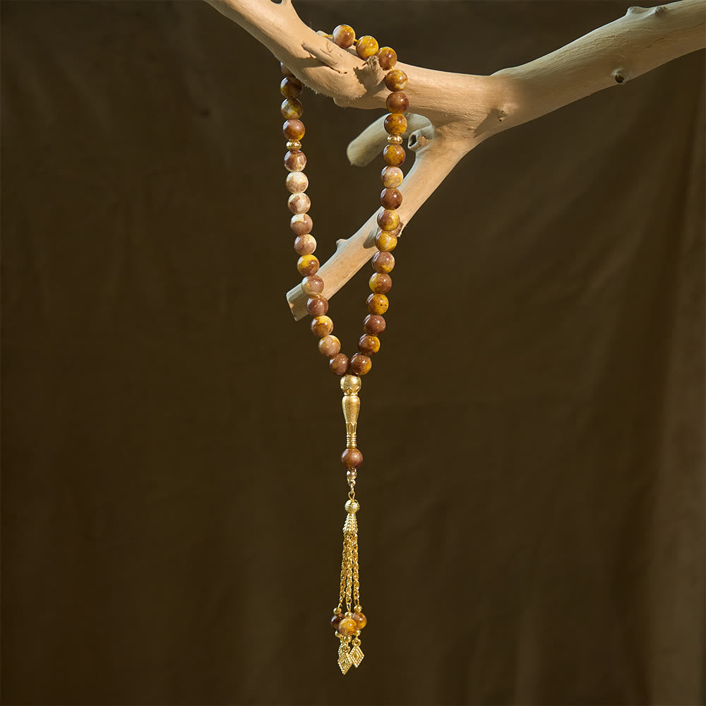 HilalHaven 10mm Round Speckled Glass 33 Beads Tasbih — Handcrafted Vintage Cultural Prayer Beads - image 7