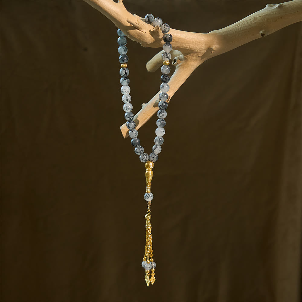 HilalHaven 10mm Round Speckled Glass 33 Beads Tasbih — Handcrafted Vintage Cultural Prayer Beads - image 23